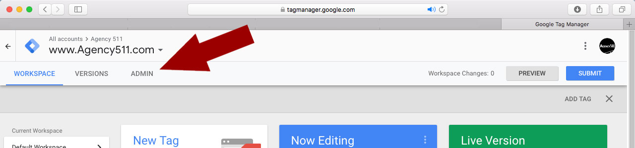 Admin Tab In Tag Manager